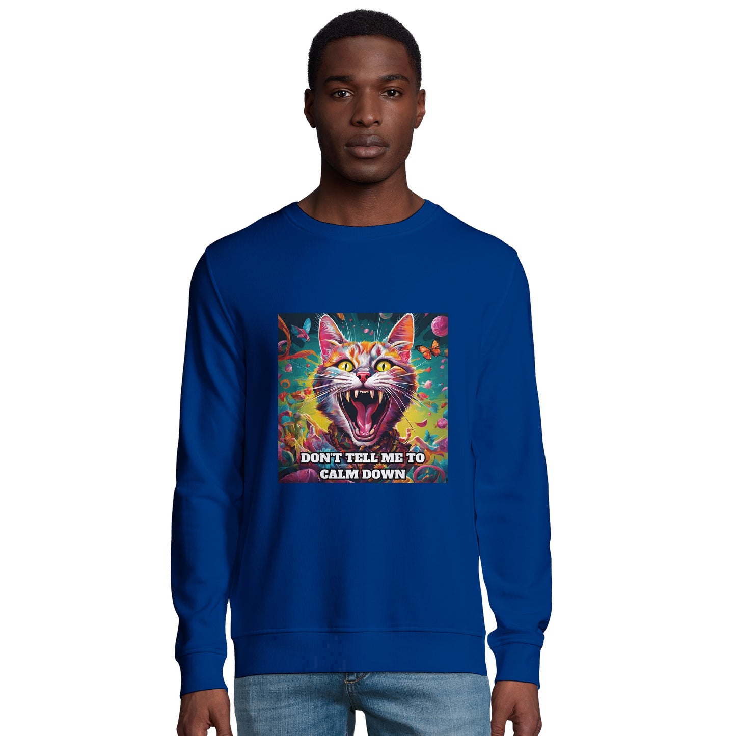 Crazy Cat Organic Unisex Crewneck Sweatshirt