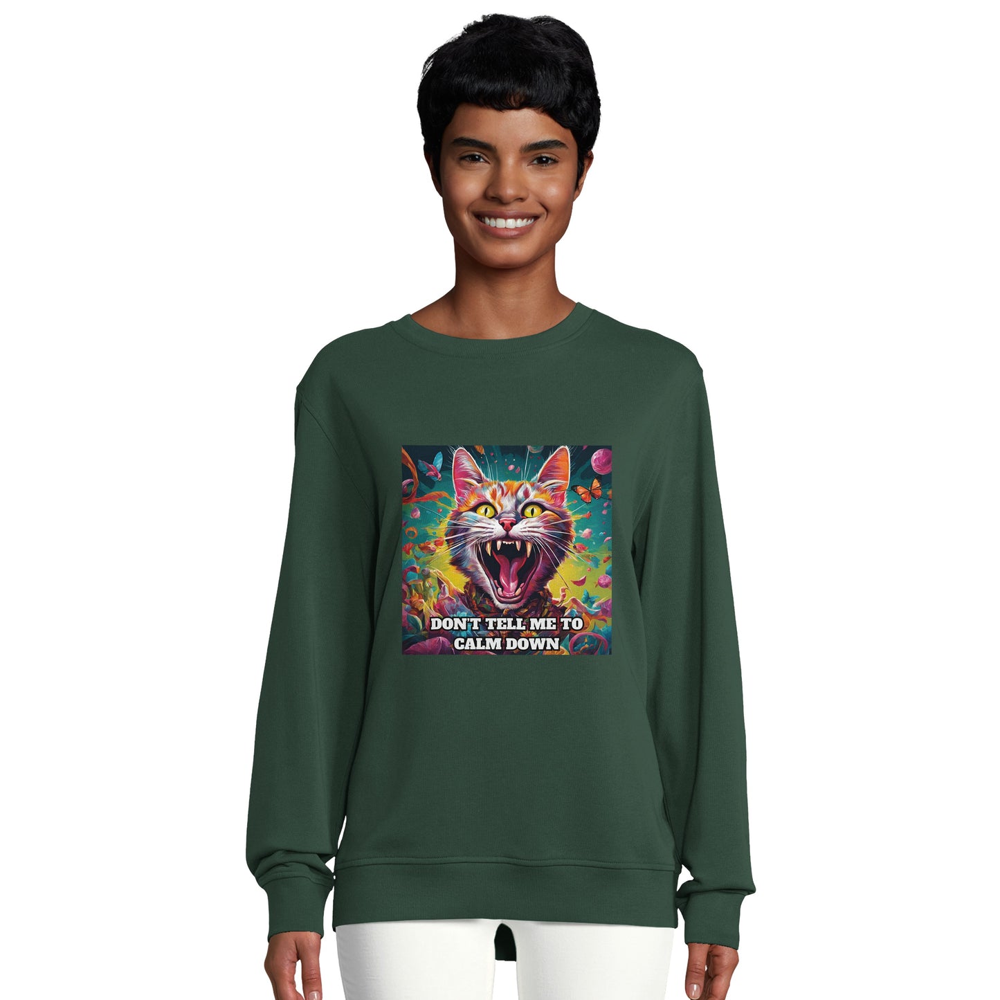 Crazy Cat Organic Unisex Crewneck Sweatshirt