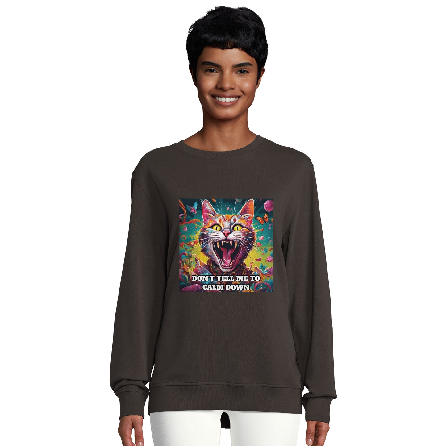 Crazy Cat Organic Unisex Crewneck Sweatshirt