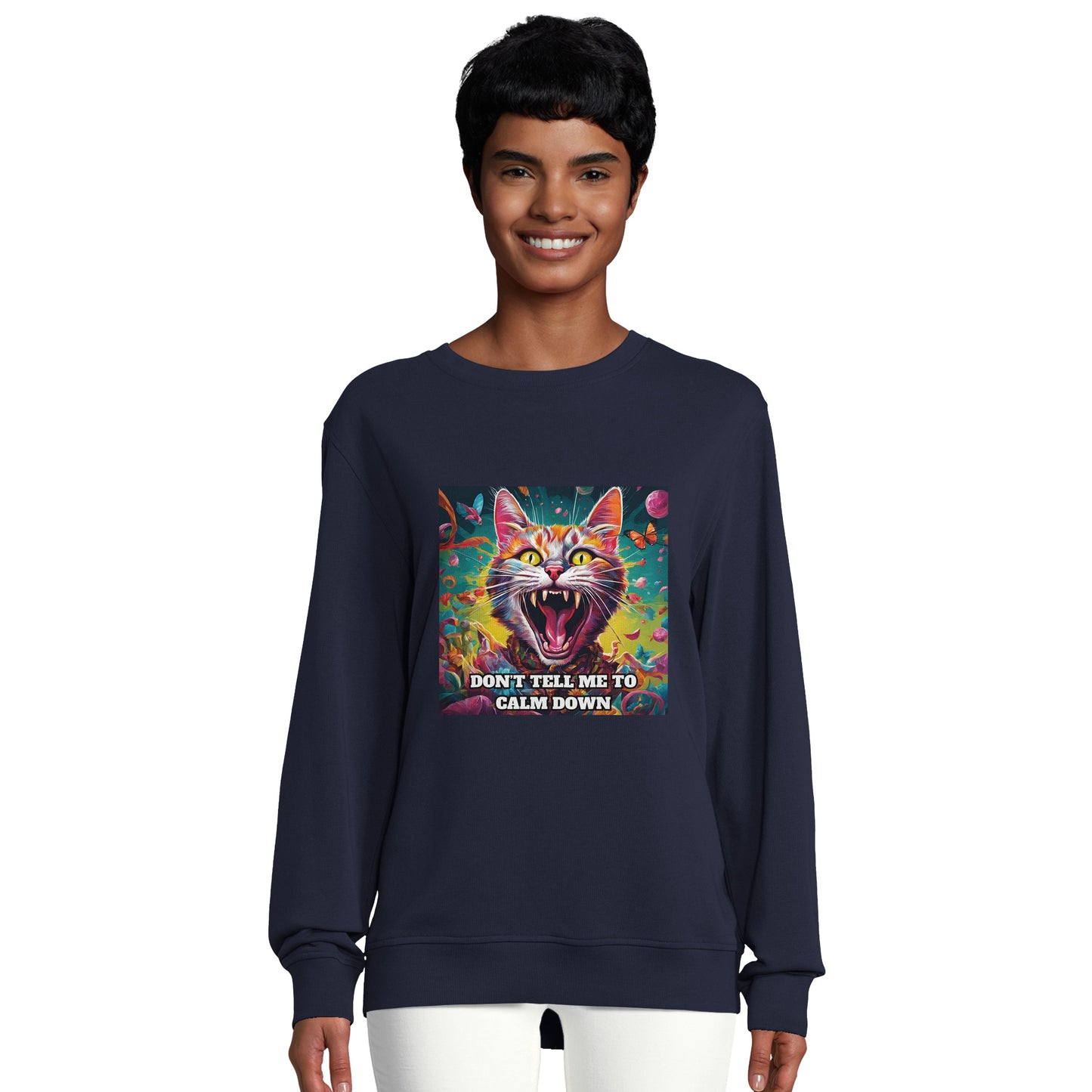 Crazy Cat Organic Unisex Crewneck Sweatshirt