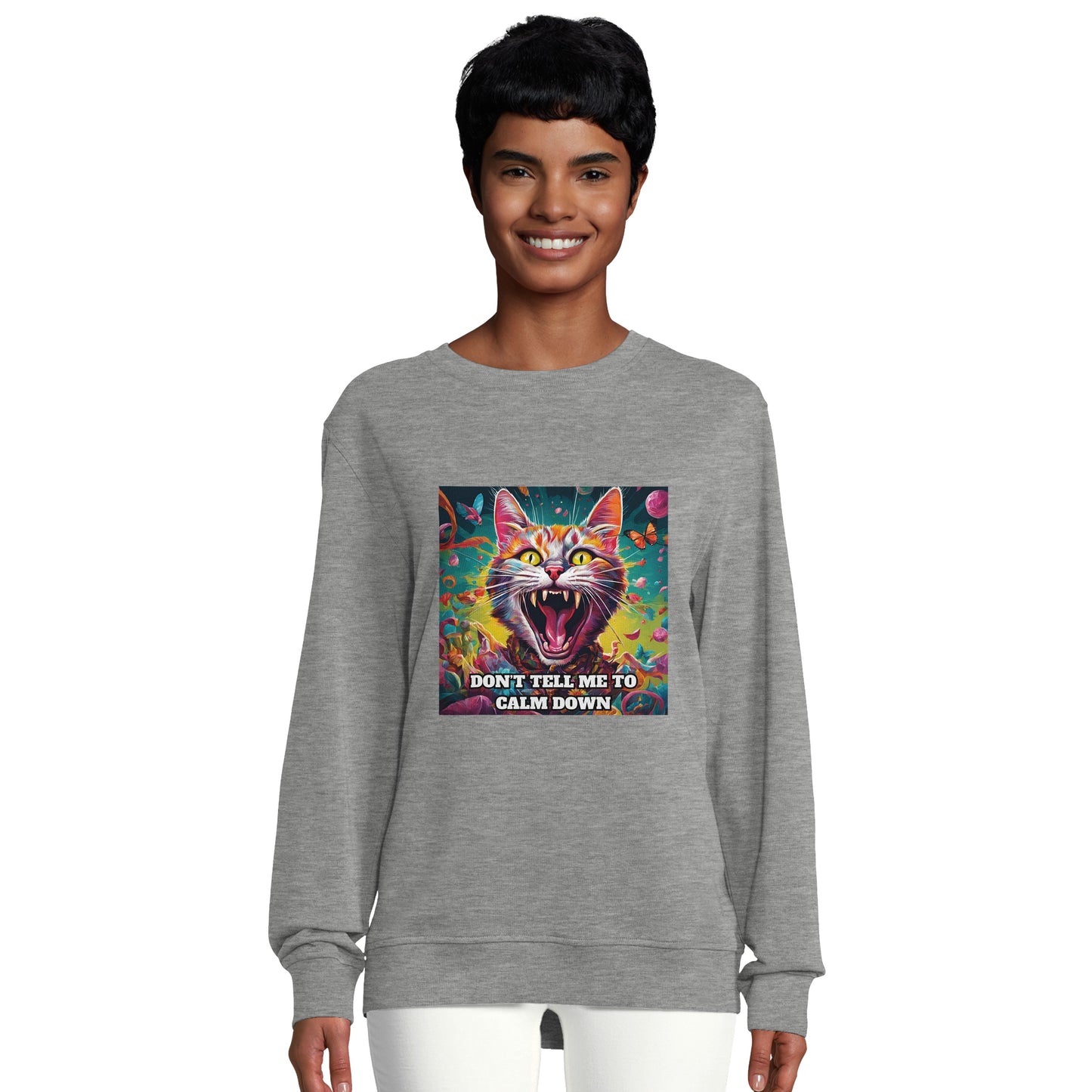 Crazy Cat Organic Unisex Crewneck Sweatshirt