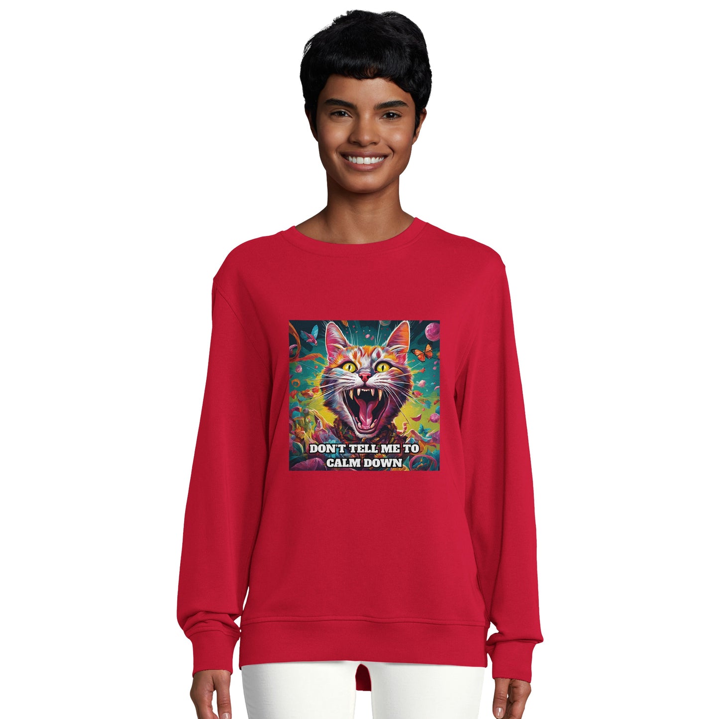 Crazy Cat Organic Unisex Crewneck Sweatshirt