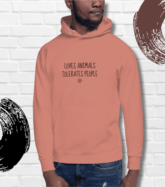 Loves Animals Tolerates People Unisex Hoodie