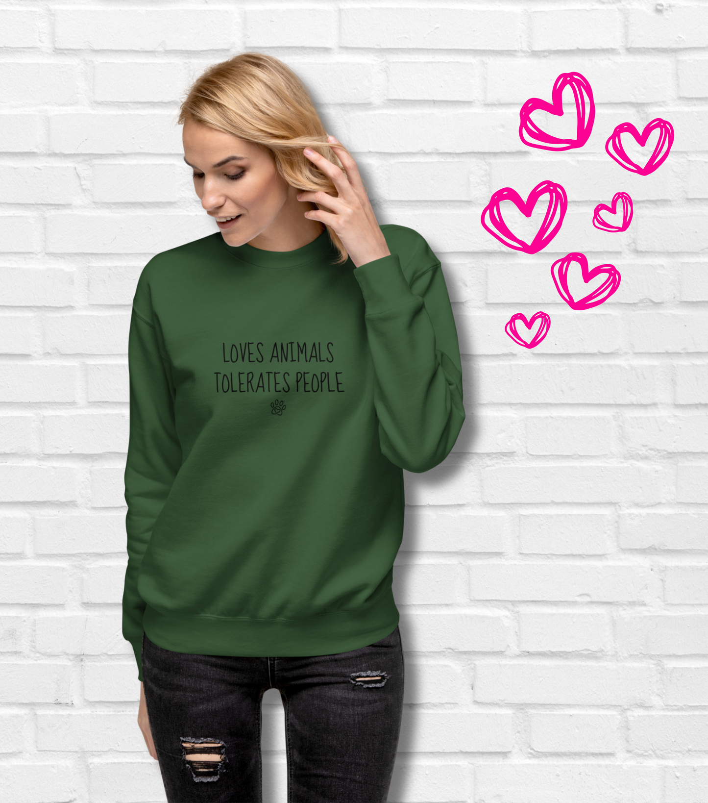 Loves Animals Tolerates People Unisex Sweatshirt