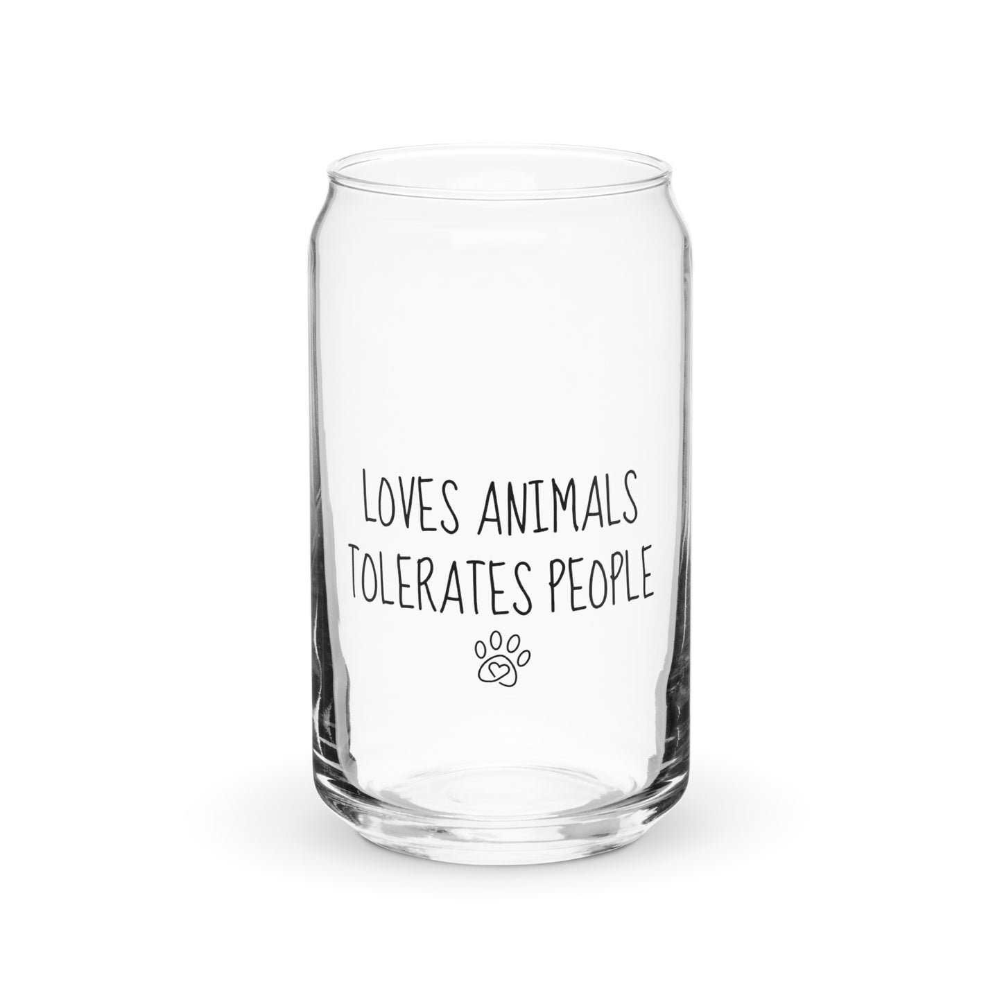 Loves Animals Tolerates People Can-Shaped Glass