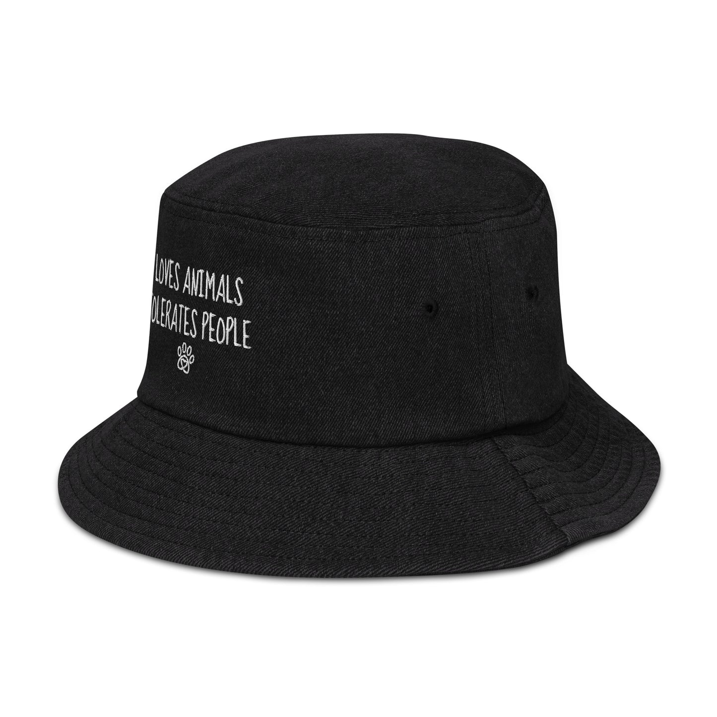 Loves Animals Tolerates People Unisex Denim Bucket Hat