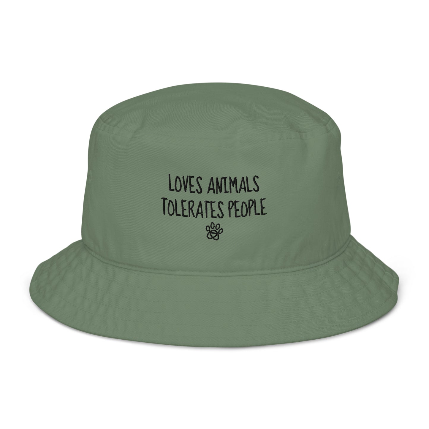 Loves Animals Tolerates People Unisex Organic Bucket Hat