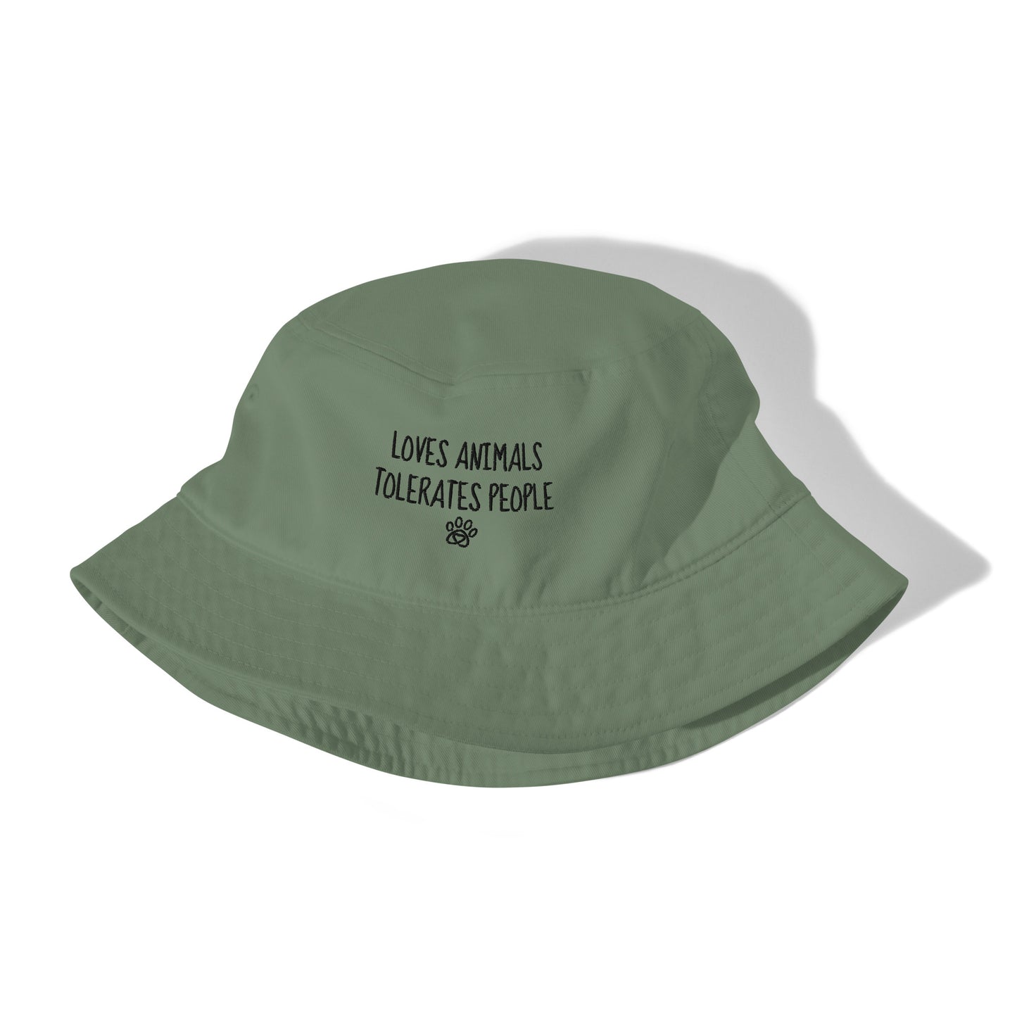 Loves Animals Tolerates People Unisex Organic Bucket Hat