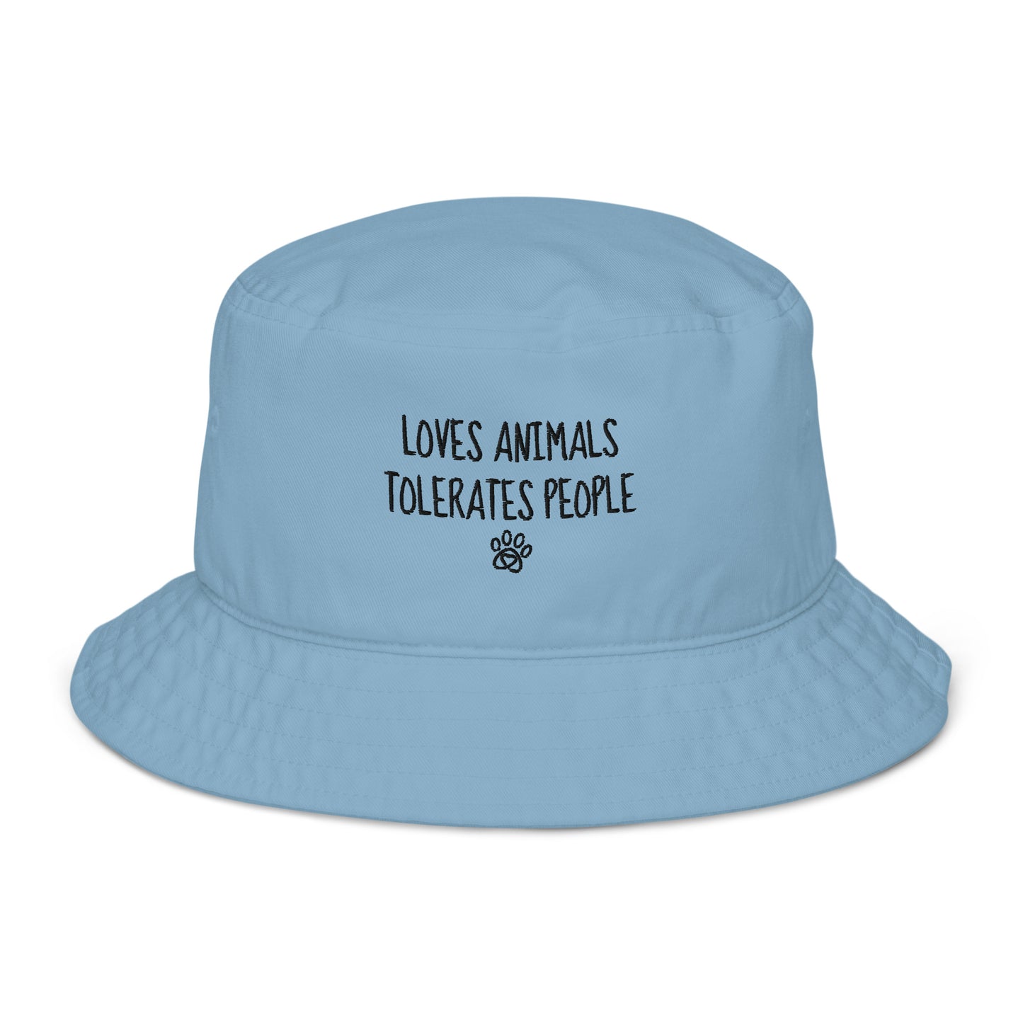 Loves Animals Tolerates People Unisex Organic Bucket Hat