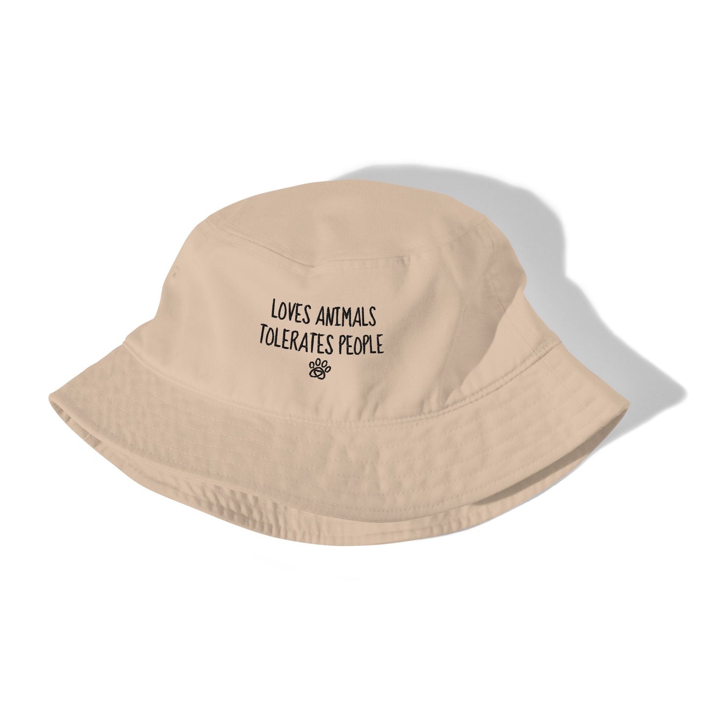 Loves Animals Tolerates People Unisex Organic Bucket Hat