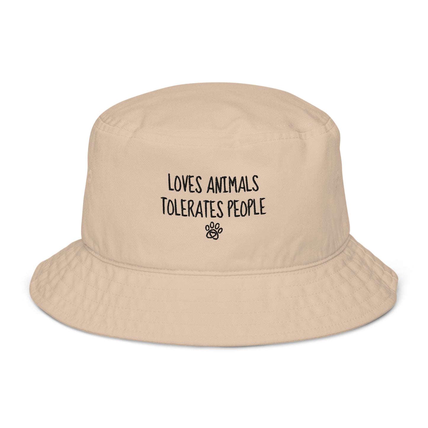 Loves Animals Tolerates People Unisex Organic Bucket Hat