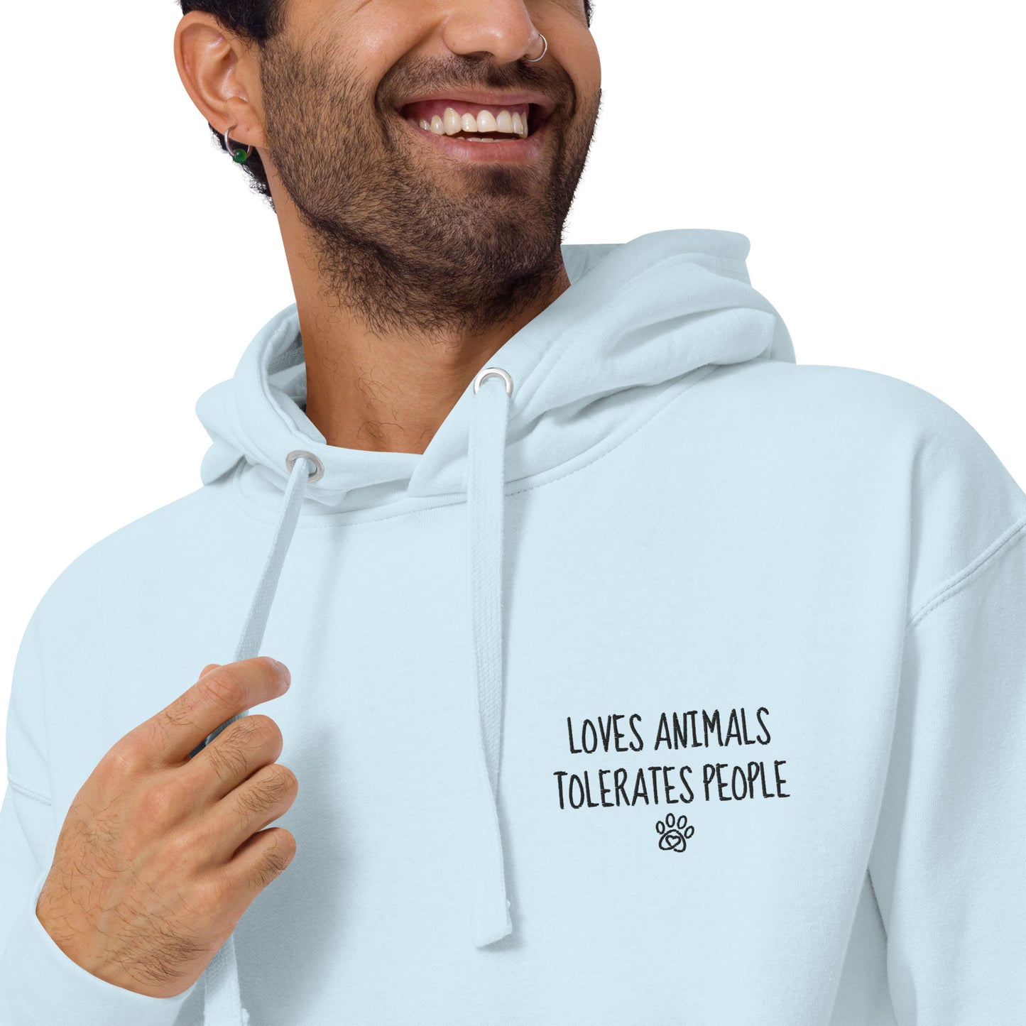 Loves Animals Tolerates People Unisex Embroidered Hoodie