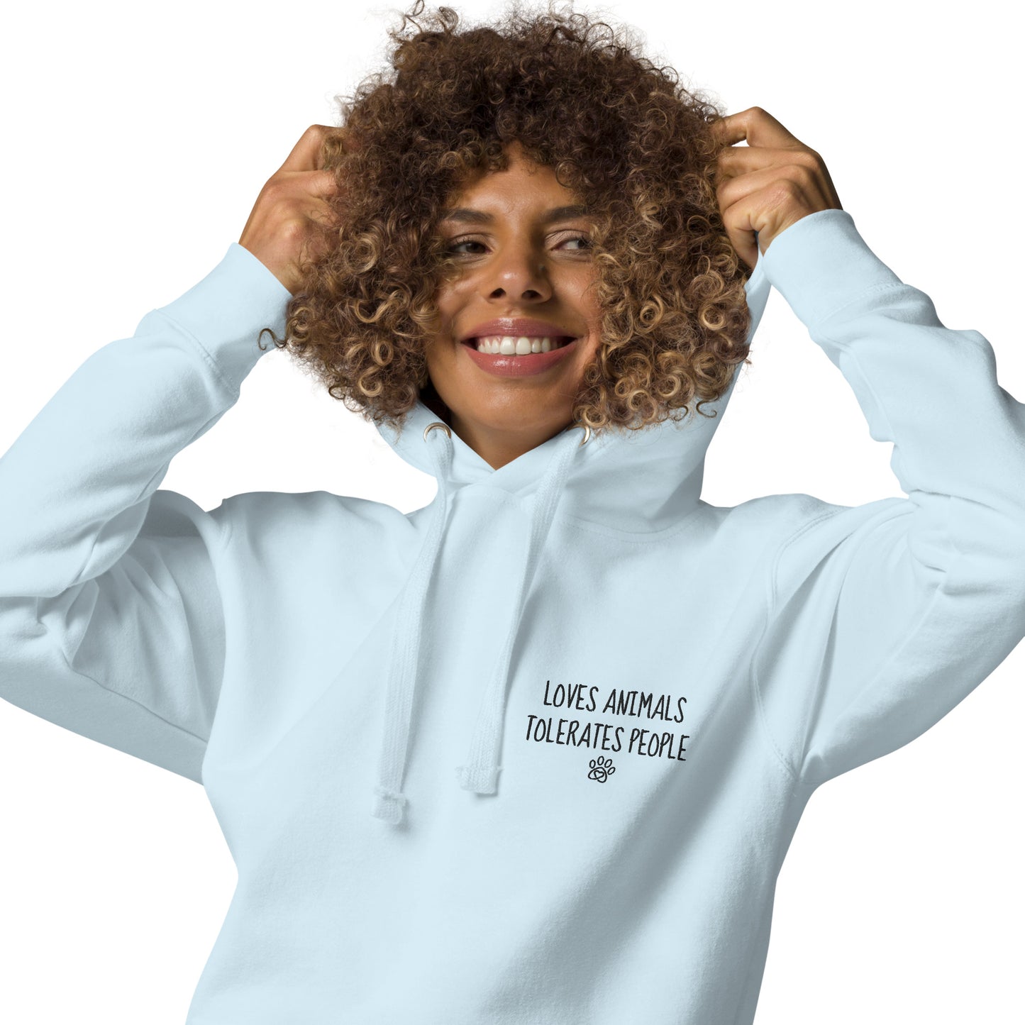 Loves Animals Tolerates People Unisex Embroidered Hoodie