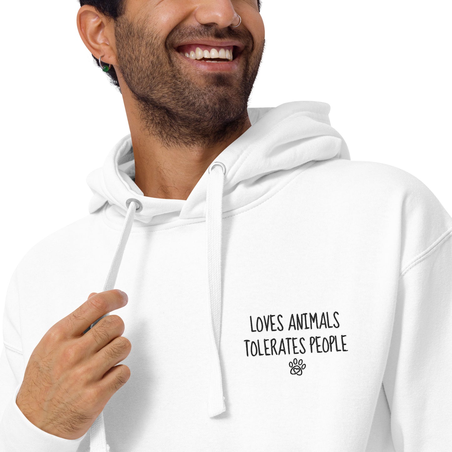 Loves Animals Tolerates People Unisex Embroidered Hoodie