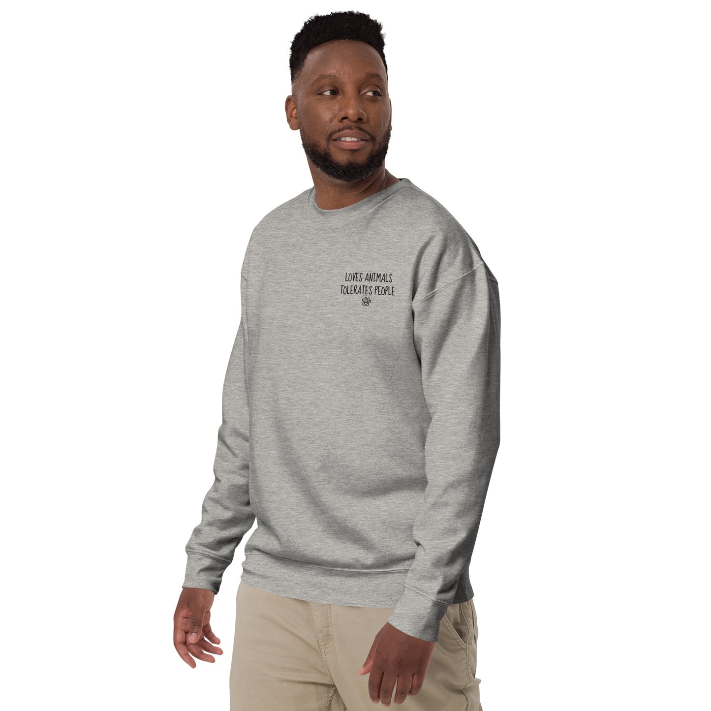 Loves Animals Tolerates People Unisex Embroidered Sweatshirt