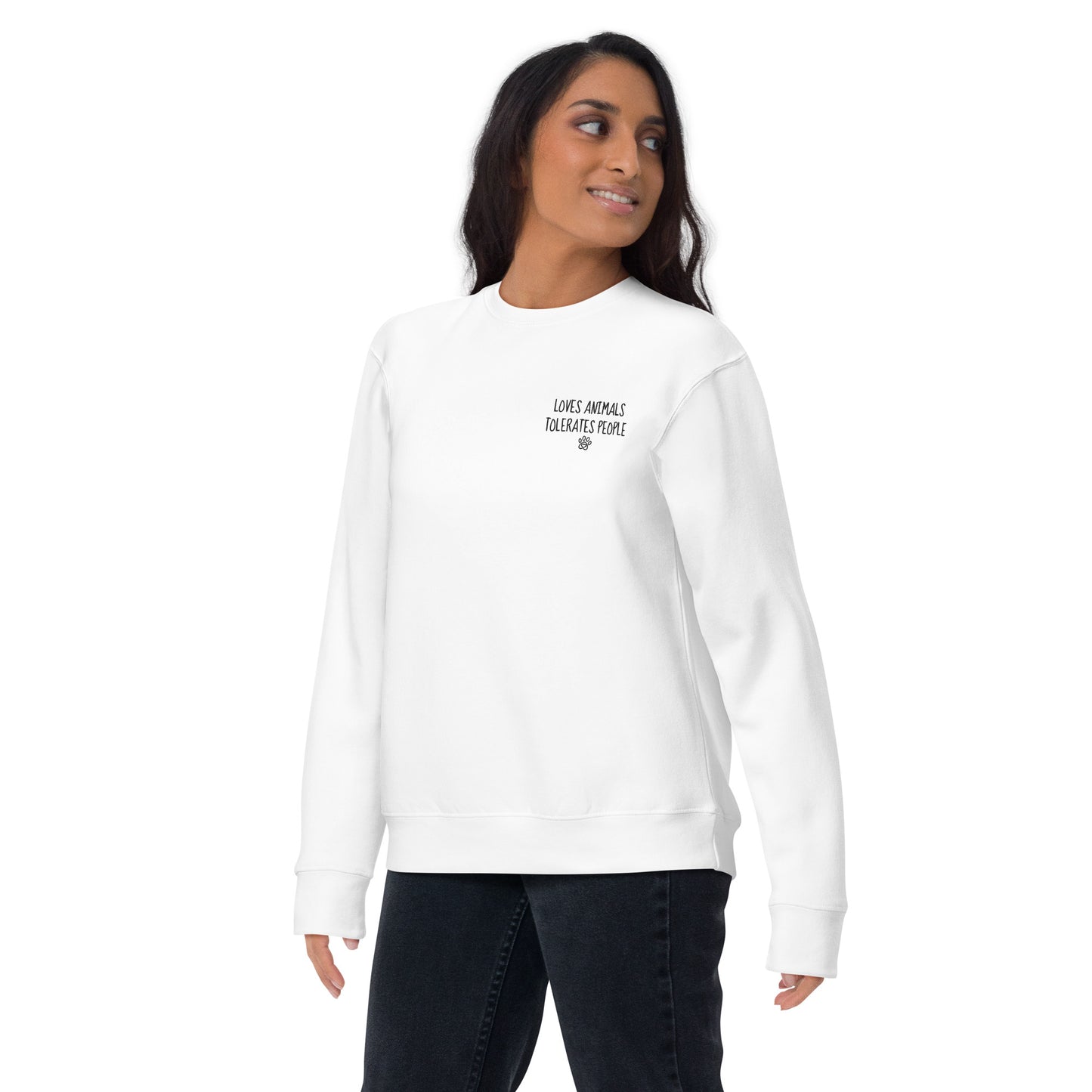 Loves Animals Tolerates People Unisex Embroidered Sweatshirt