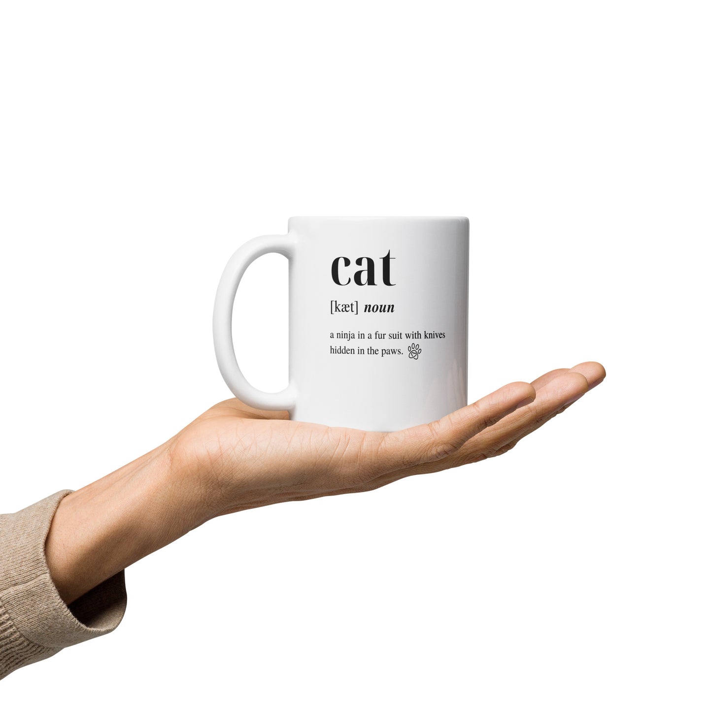 Cat Dictionary Right-Handed White Mug