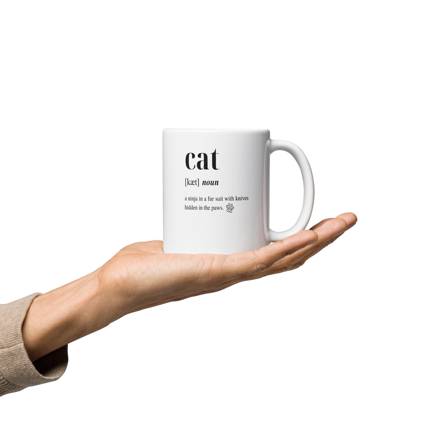 Cat Dictionary Left-Handed White Mug