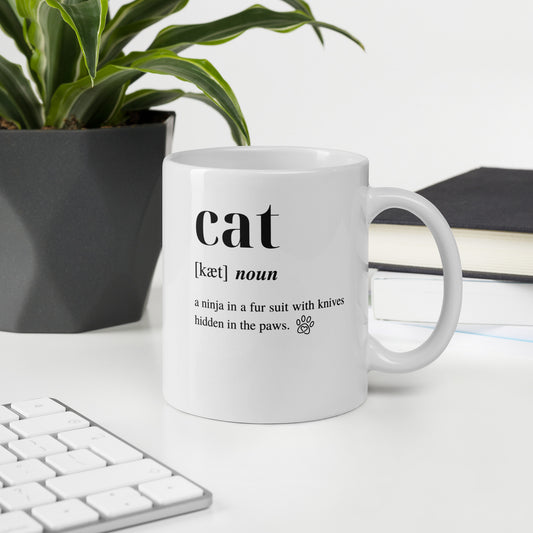 Cat Dictionary Left-Handed White Mug