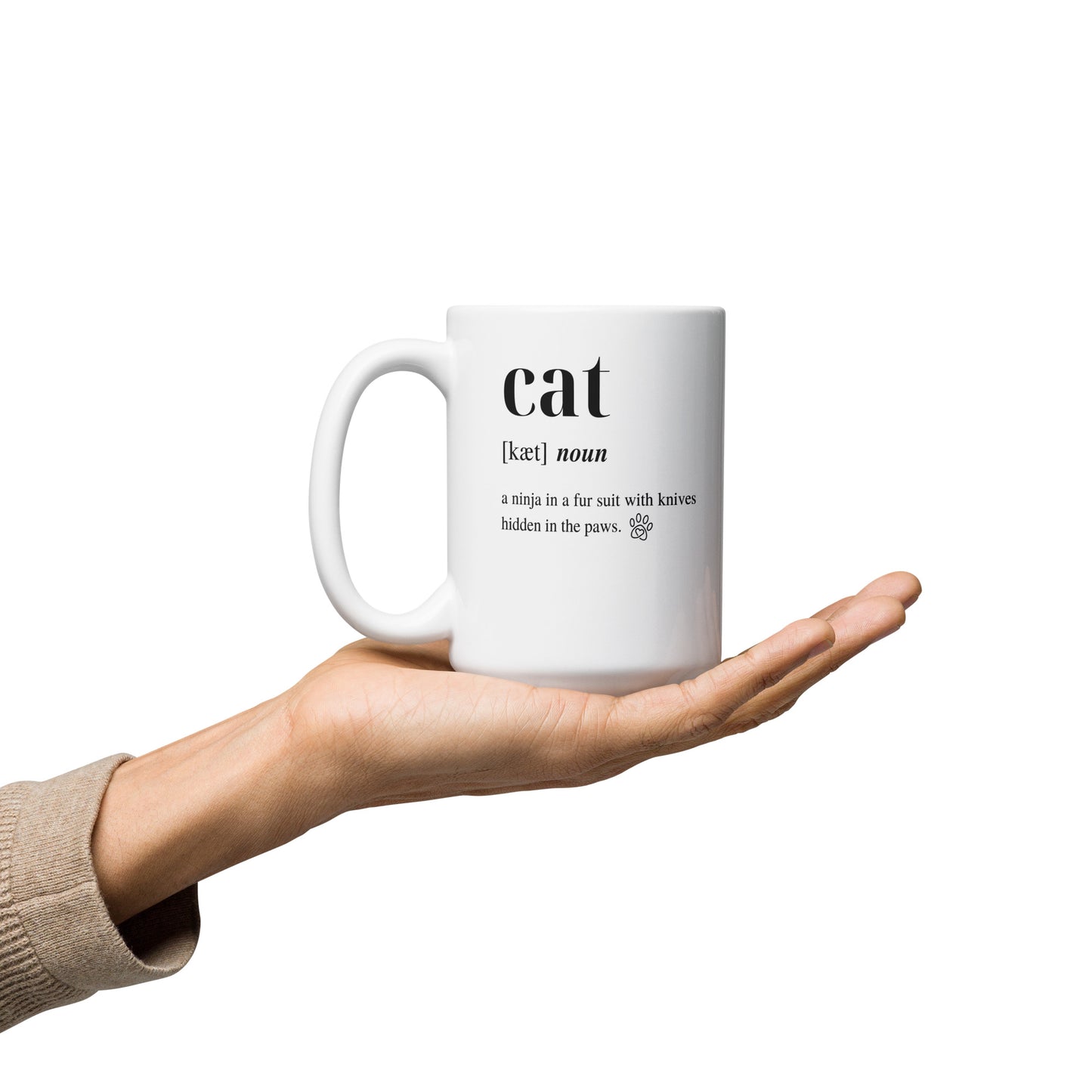 Cat Dictionary Right-Handed White Mug