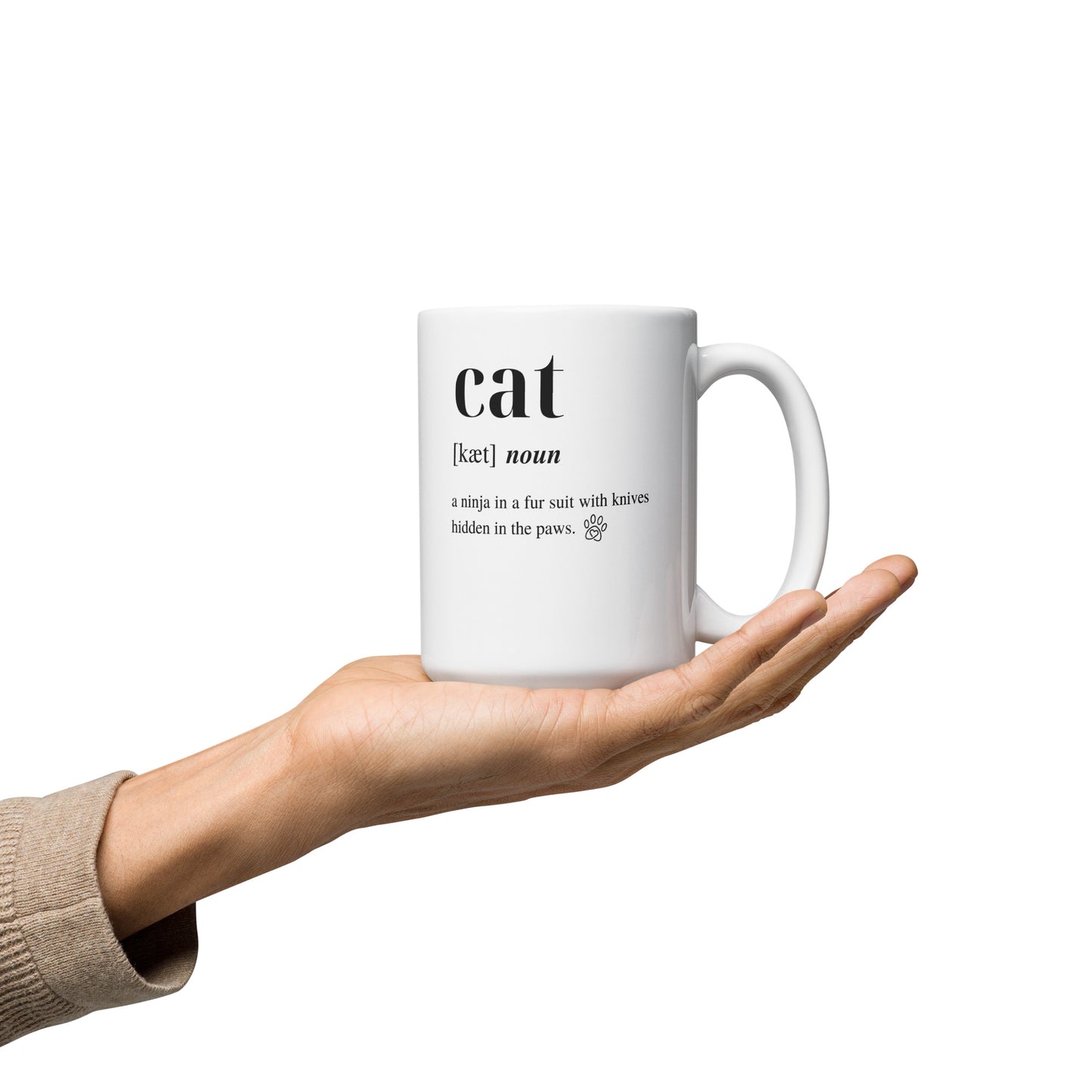 Cat Dictionary Left-Handed White Mug