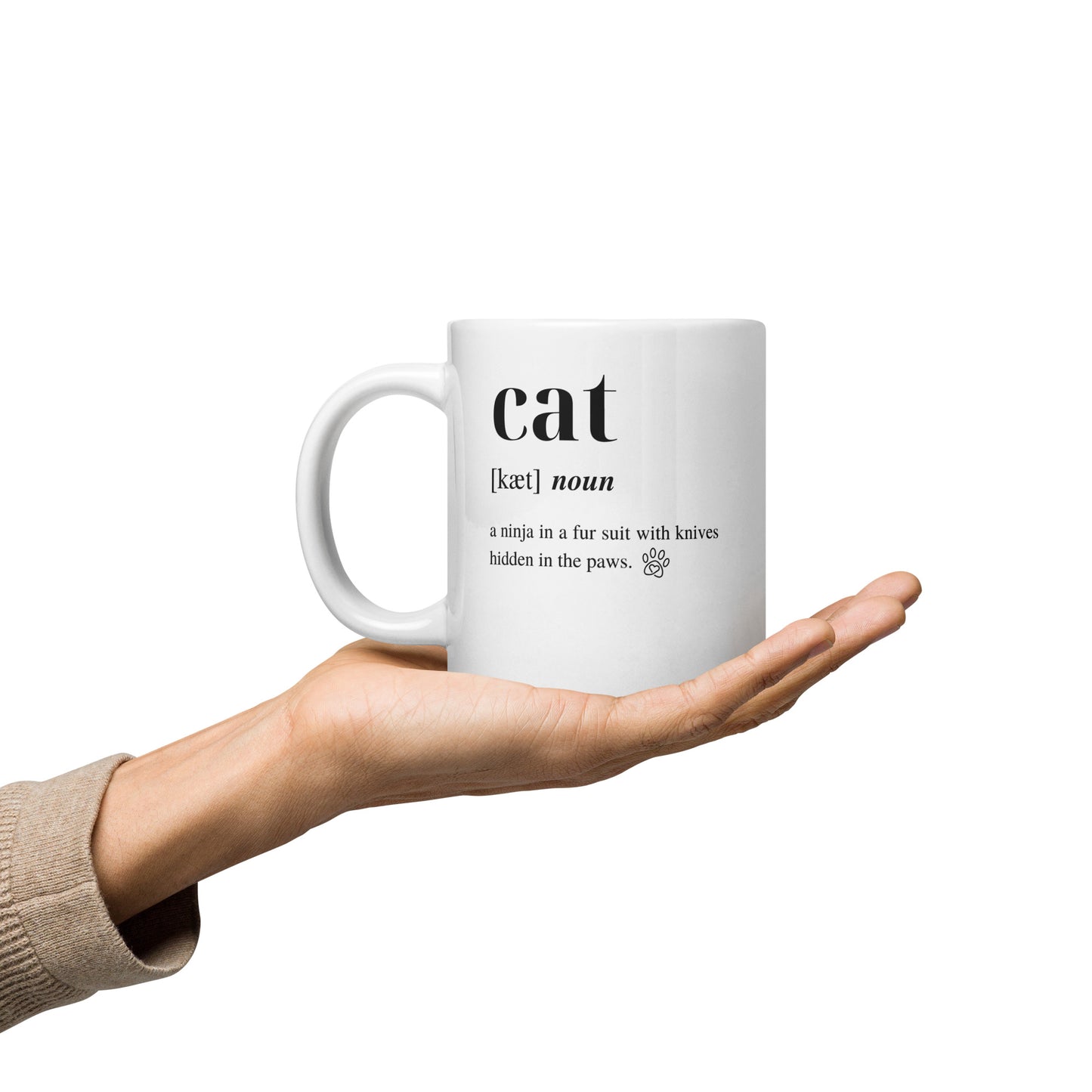 Cat Dictionary Right-Handed White Mug