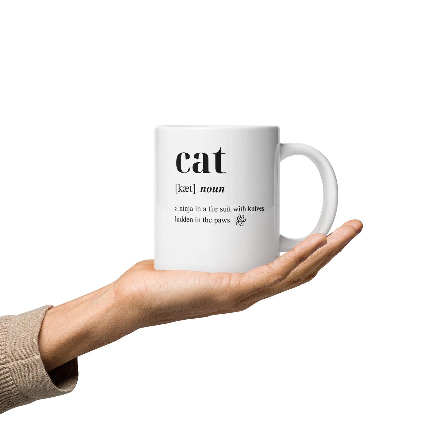 Cat Dictionary Left-Handed White Mug